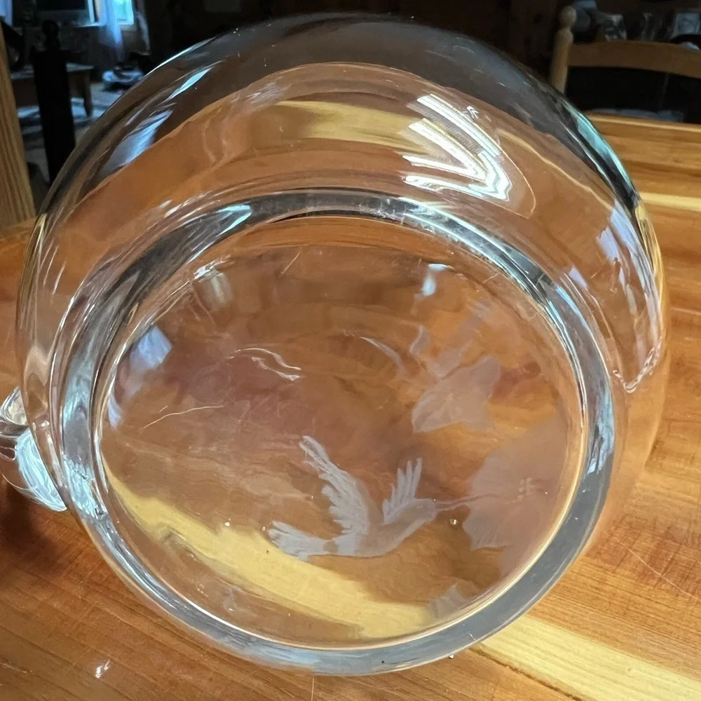 Vintage Avon Hummingbird Morning Glory Etched Pitcher 48oz